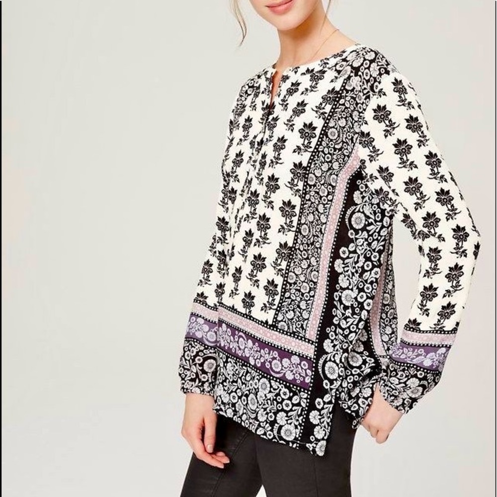 LOFT | Soft Floral Boho Poet Blouse❦